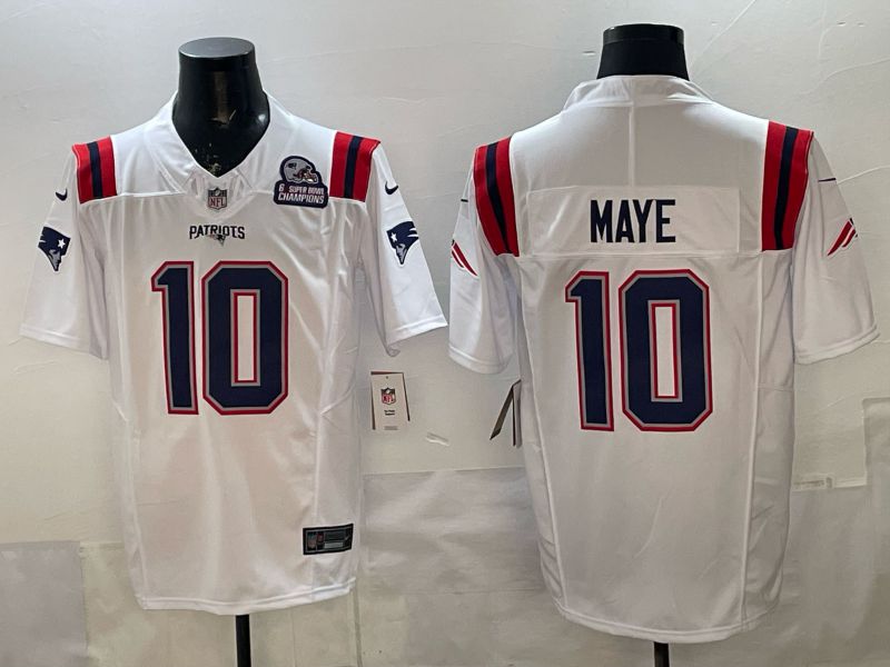 Men 2026 New England Patriots #10 Maye white Limited Nike NFL Jersey style 03